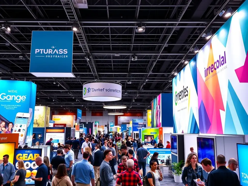 A diverse group of trusted suppliers showcasing their products at an Evergreen Building trade show, emphasizing the network of reliable partners.