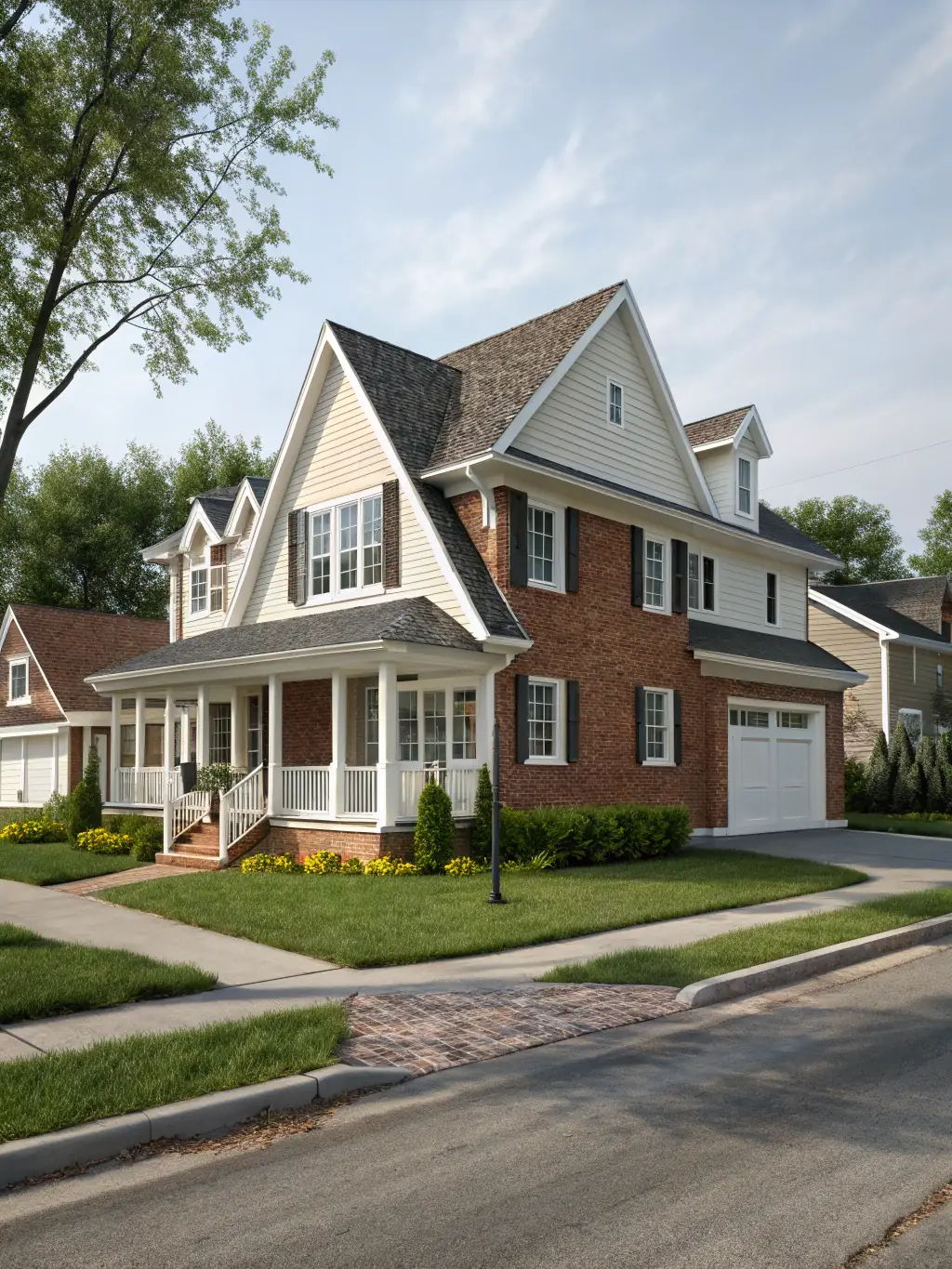 A charming, semi-detached new build house with a traditional design, set in a quiet, suburban neighborhood.